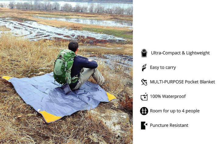 Grey And Green Portable Waterproof Camping Mat - Foldable Picnic and Beach Blanket 5