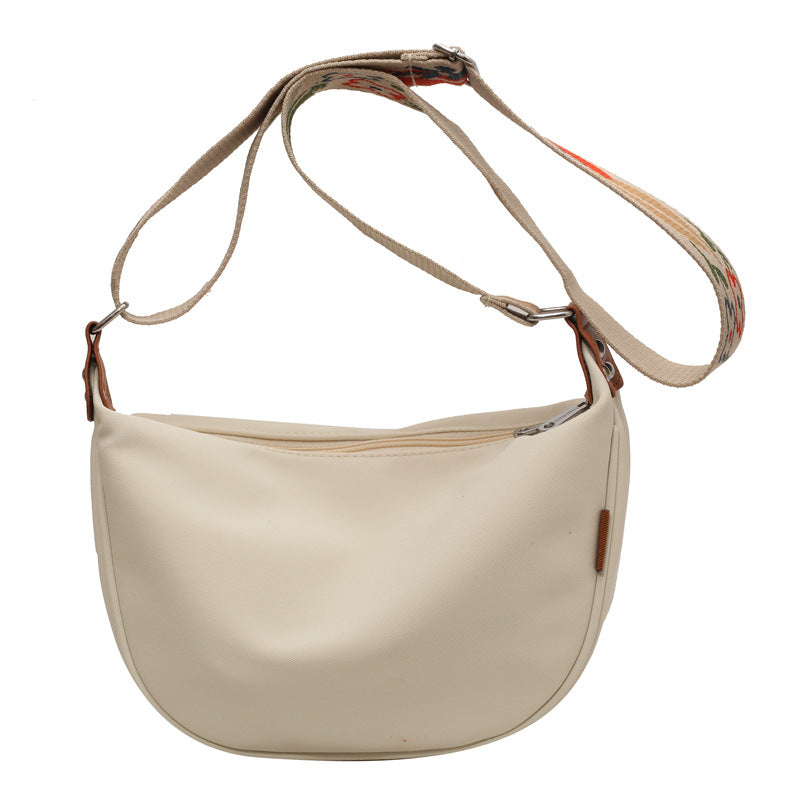 Black With Colored Suspenders Large Capacity Canvas Shoulder Bag - Casual Crossbody Dumpling Bag 7