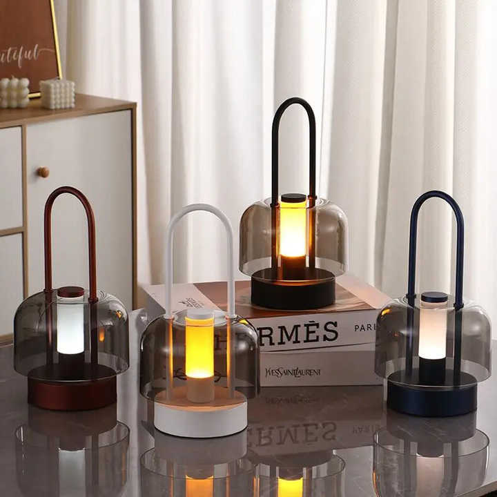 Brown Portable Rechargeable LED Lantern - Touch Control, Adjustable Brightness, USB Charging 5