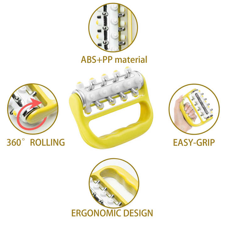 2PCS Yellow Handheld Roller Massager - Mini Five-Row Manual Muscle Relaxation Tool for Acupressure and Stress Relief 4