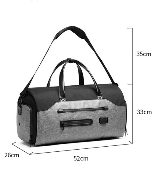 Men's Black Waterproof Multi-Functional Travel Duffel Bag - Foldable Short Trip Gym Bag with Shoe Compartment 5