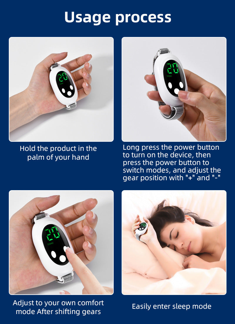 White Portable Sleep Aid Device - EMS Pulse Relaxation & Stress Relief Gadget with LED Display, Adjustable Wrist Strap 5