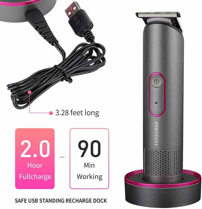 PRITECH PR-2888 Professional Hair Clipper Kit - USB Rechargeable, 600mAh Battery, IPX6 Waterproof Grooming Set 3