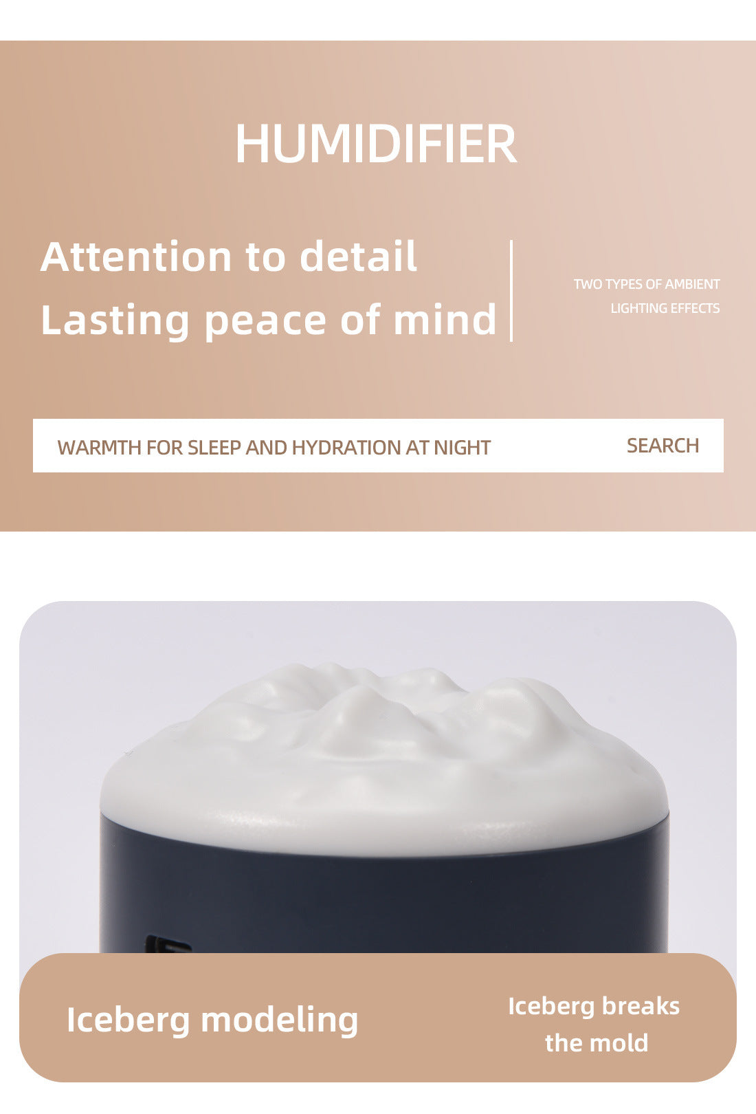 2PCS White Portable 350ML LED Desk Humidifier with Non-Wet Design - Silent Cool Mist for Home, Office, and Car 3