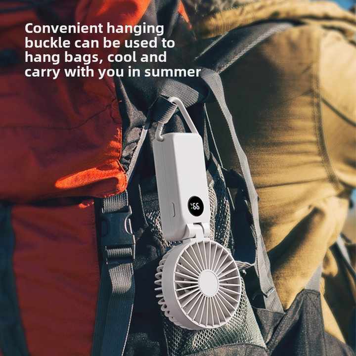 White Portable Handheld Fan with 2000mAh Battery - 3-in-1 Design for Desk, Handheld, and Hanging Use (Model Q3) 4