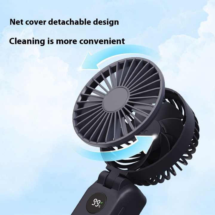 White Portable Handheld Fan with 2000mAh Battery - 3-in-1 Design for Desk, Handheld, and Hanging Use (Model Q3) 5
