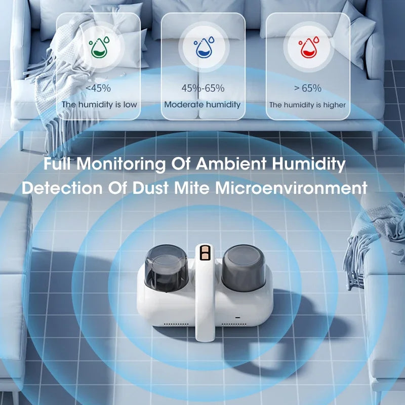 White Without humidity display Wireless Dust Mite Vacuum Cleaner with UV Sterilization and 10000Pa Suction - Model HK-518 3