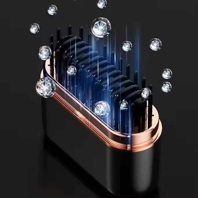 Black Wireless Hair Straightening Brush with Adjustable Temperature - Model HK-118 3