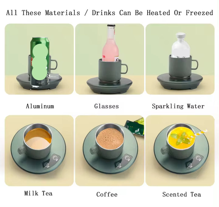 Green Multifunctional Cooling and Heating Cup with Mug - 10W Rapid Temperature Adjustment 3