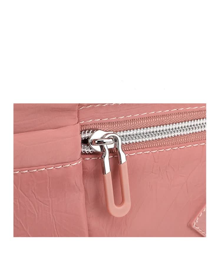 Lightweight Nylon Crossbody Shoulder Bag - Date Red, Adjustable Strap, Multi-Pocket Design 4