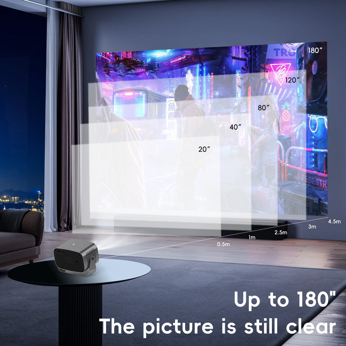 V100 Auto-Focus 4K Mini Projector (950S)with Android WiFi for Home Theater 197*91*101MM(2+8G) 4
