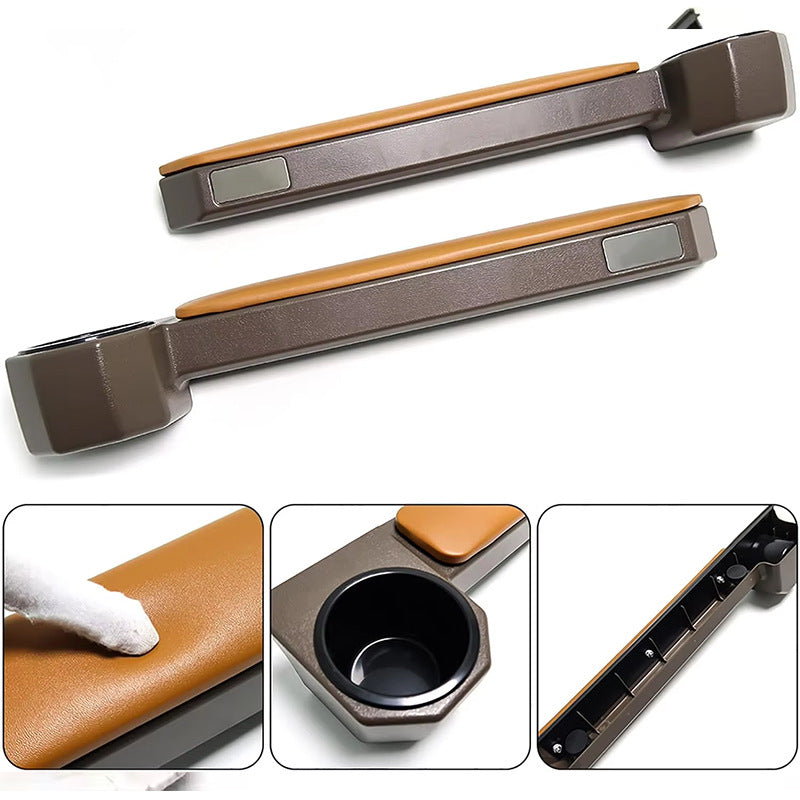 Toyota Land Cruiser FJ76/FJ79 Center Console and Door Armrest Cup Holder Set - Brown Leather 4