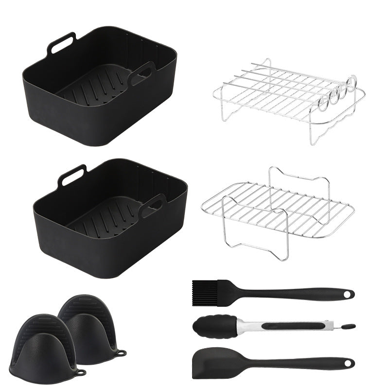 9-Piece Air Fryer Accessories Set - Silicone Liners, Grill Racks, Cooking Tools