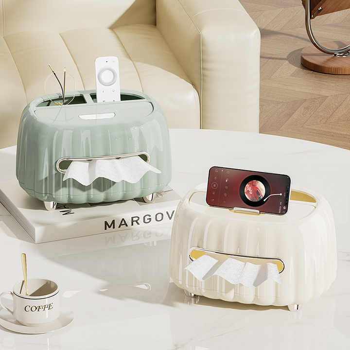Multi-Functional Tissue Box Organizer with Storage Compartments - White 5