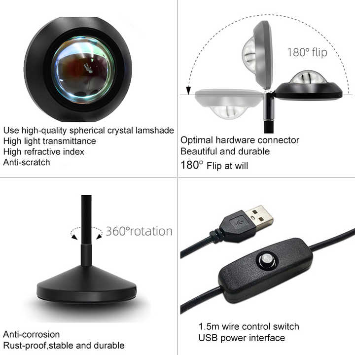 UFO RGB Sunset Projection Lamp with 16 Colors and Remote Control - Black 3