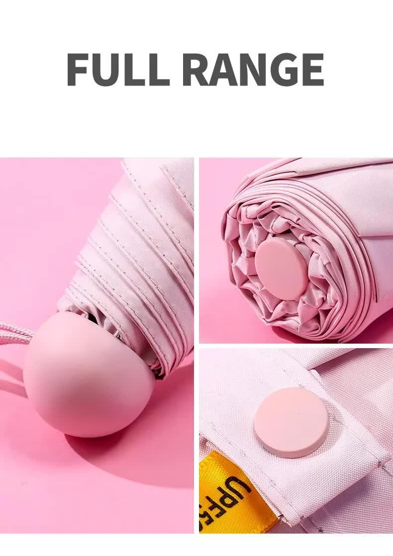 Pink Compact 5-Fold Umbrella with UV Protection, Wind Resistance, and Travel-Friendly Design 4