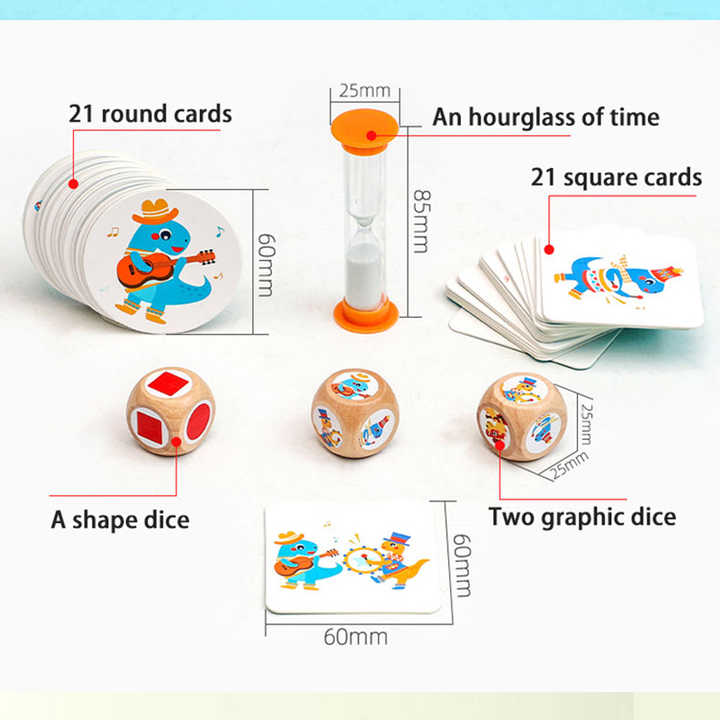 Dinosaur Circus Matching Game for Kids with Wooden Dice and Timer 3
