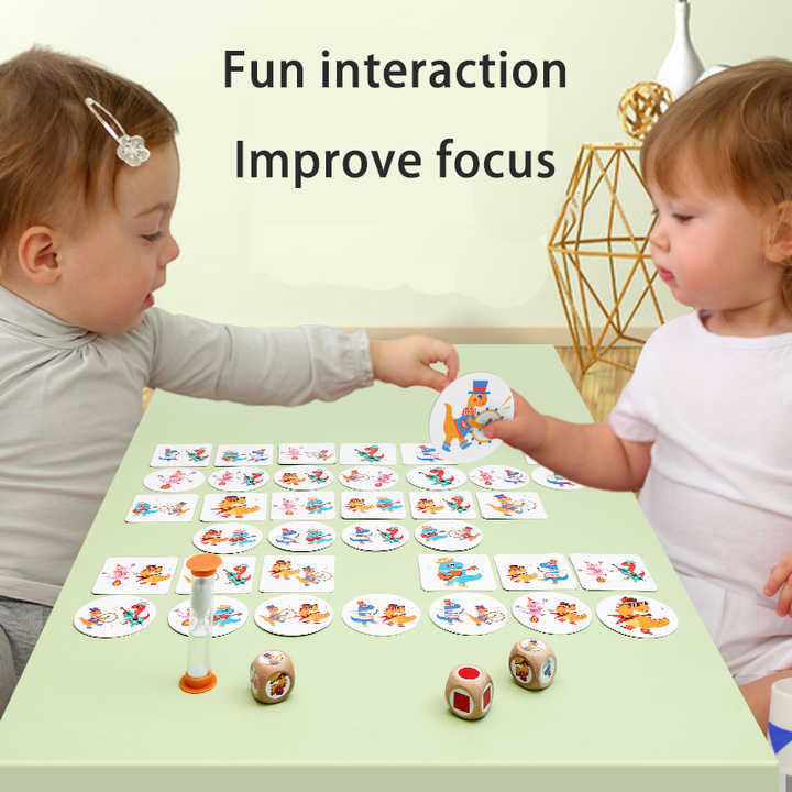 Dinosaur Circus Matching Game for Kids with Wooden Dice and Timer 4