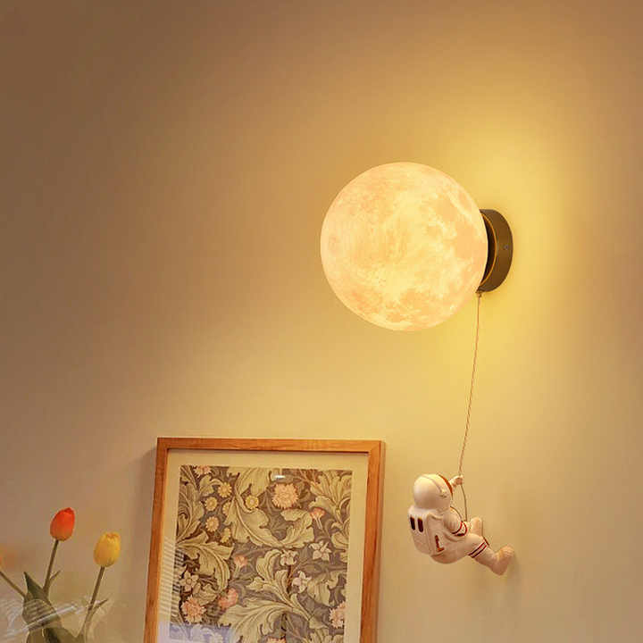 Astronaut Moon Wall Lamp with Three Colors of Light,Diameter 20cm 4
