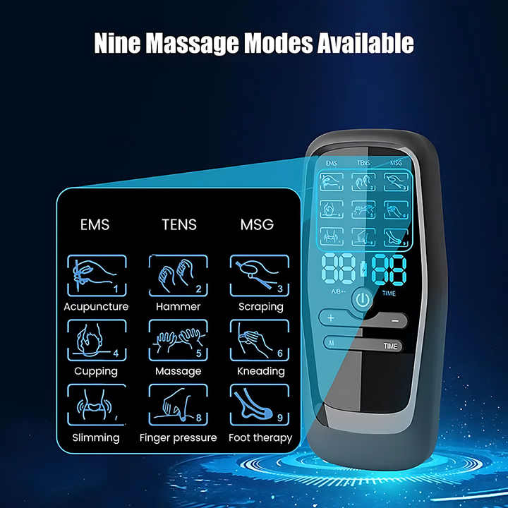 Dual Output EMS/TENS Massage Device with 9 Modes and Type-C Charging, (8 Adhesive Pads) 3