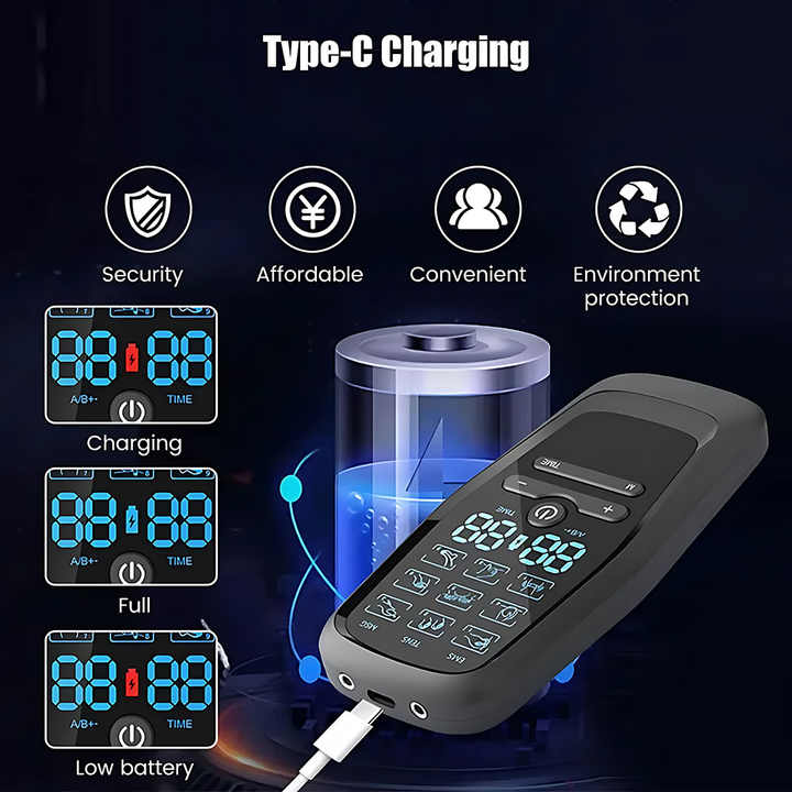 Dual Output EMS/TENS Massage Device with 9 Modes and Type-C Charging, (8 Adhesive Pads) 4