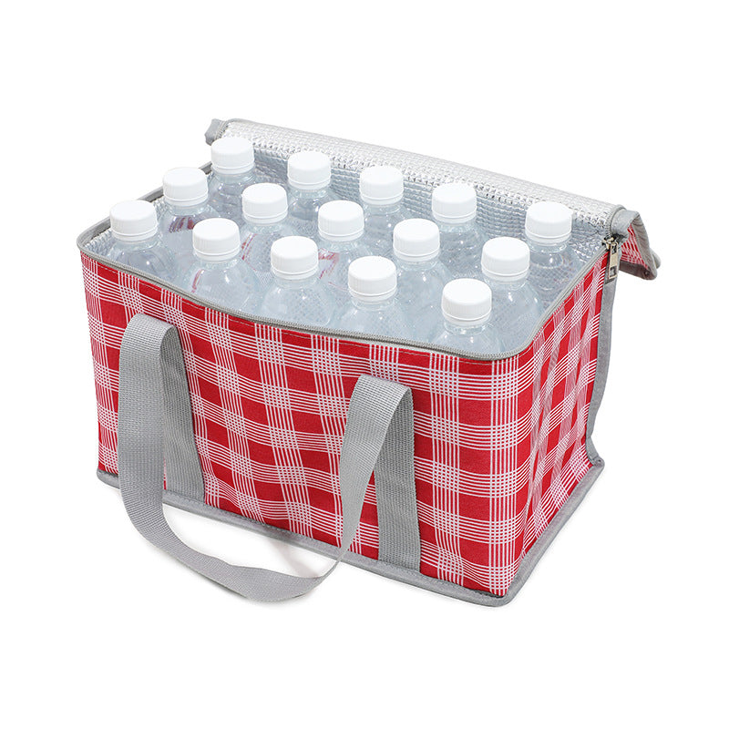 2PCS Yellow Insulated Picnic Lunch Bag with Checkered Design, Thermal Storage for Hot and Cold Items 4