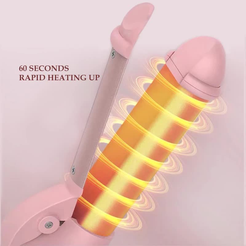 Pink Mini Cordless Hair Curler with Adjustable Heat Settings and USB Charging 5