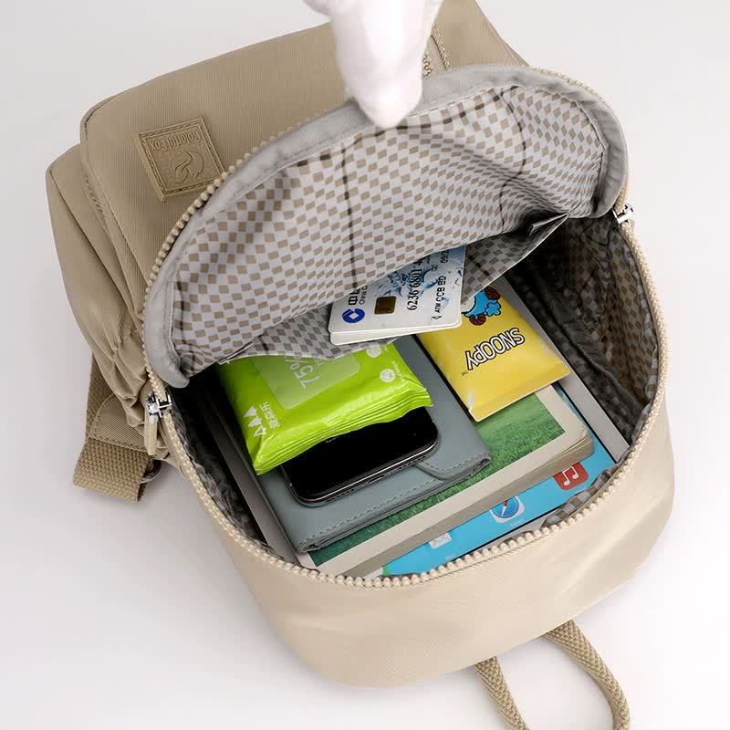 Apricot Mini Nylon Multi-Compartment Backpack - Lightweight and Stylish Everyday Bag 3