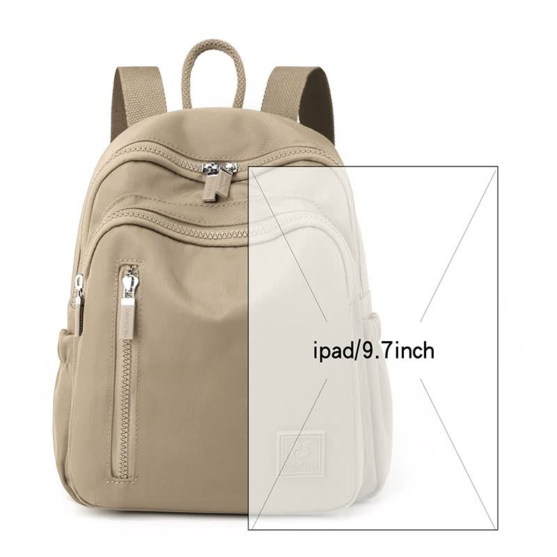 Apricot Mini Nylon Multi-Compartment Backpack - Lightweight and Stylish Everyday Bag 4