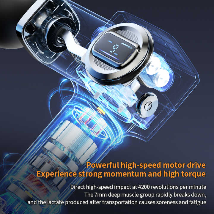 LC-007- blue Professional Massage Gun with LCD Display - Deep Tissue Muscle Massager 4