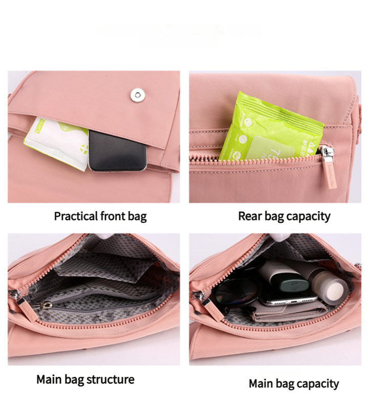 Black Compact Nylon Crossbody Shoulder Bag - Stylish and Lightweight Sling Purse 5
