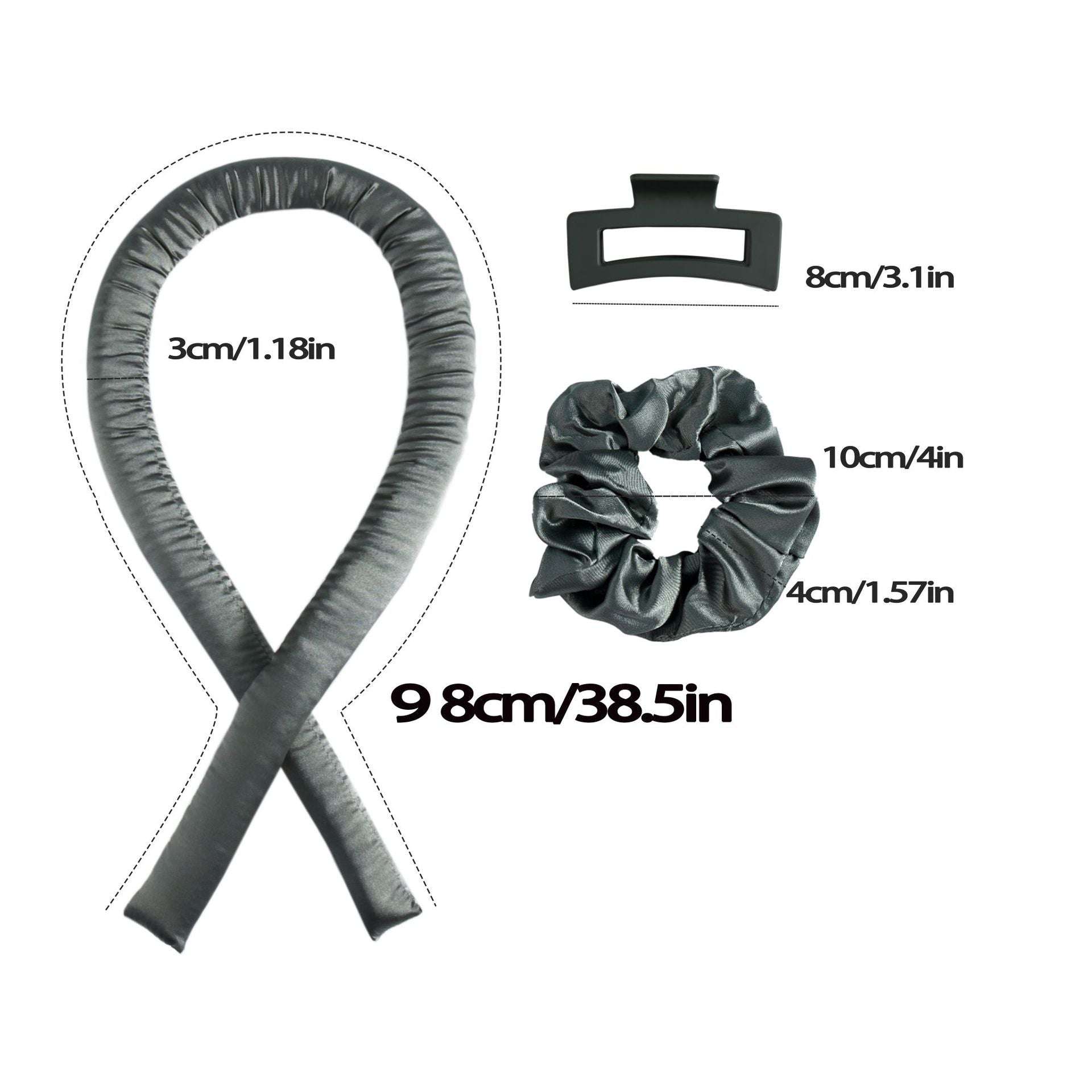 5PCS Peach Pink Heatless Hair Curling Set with Scrunchie and Hair Clip - Silk Curling Ribbon 3