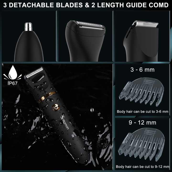 3-in-1 Waterproof Rechargeable Electric Hair Trimmer Set for Men - Professional Grooming Kit 4