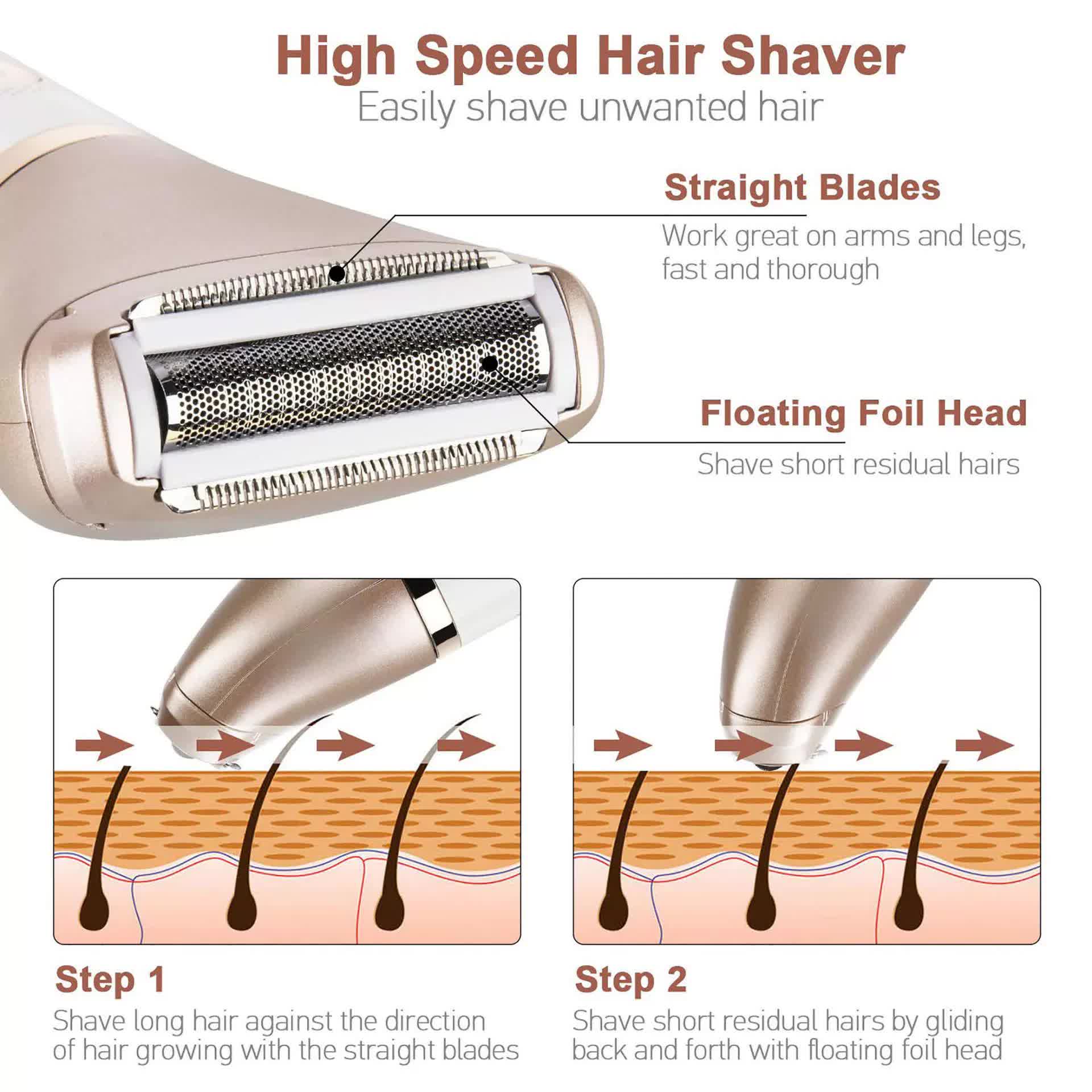 Elegant Rechargeable Electric Lady Shaver with Replaceable Head - Portable Grooming Solution 4
