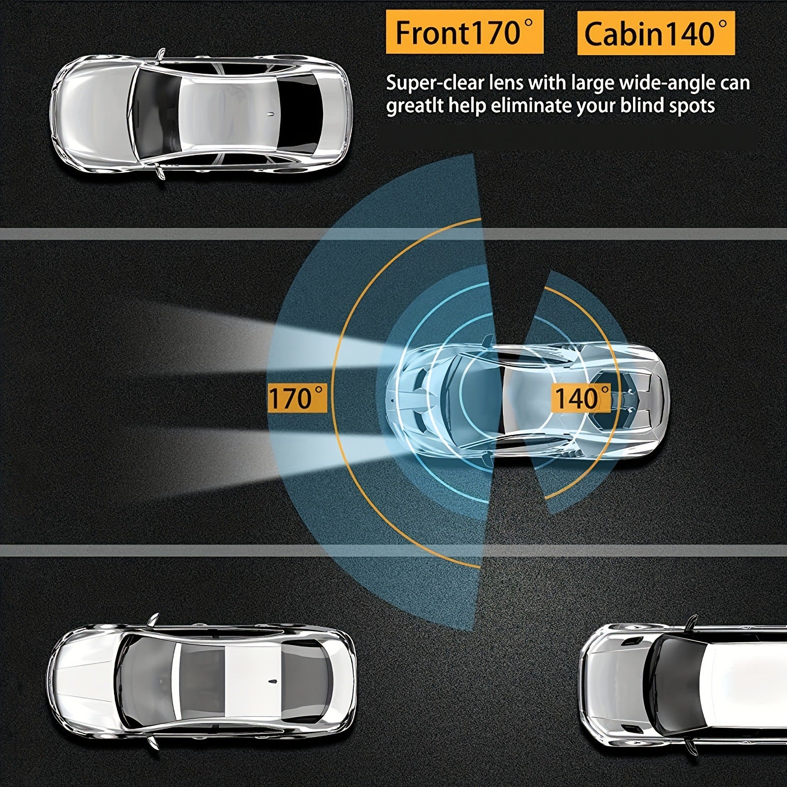 1080P Dual Dash Cam with Night Vision and G-Sensor - Motion Detection and Loop Recording 3