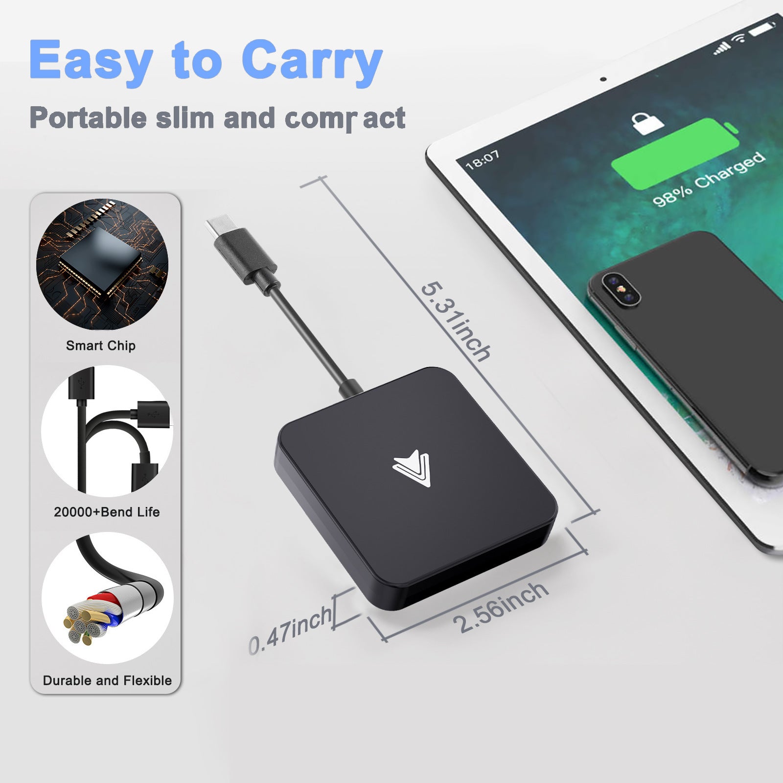 Car Wireless Android Auto Adapter - Transform Wired to Wireless, Bluetooth 5.0 & 5G WiFi 4