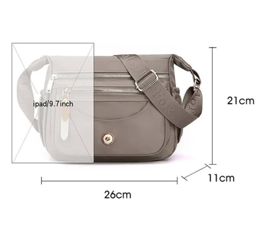 Wine Red Nylon Crossbody Bag with Multiple Compartments - Compact and Stylish Design 4