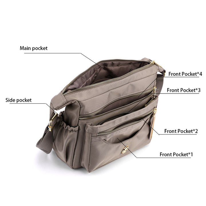 Wine Red Nylon Crossbody Bag with Multiple Compartments - Compact and Stylish Design 5
