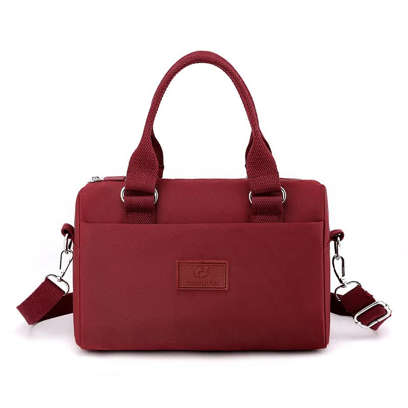 0485# Red Multifunctional Nylon Shoulder Bag - Lightweight and Spacious Handbag for Women, 20x15x11cm 9