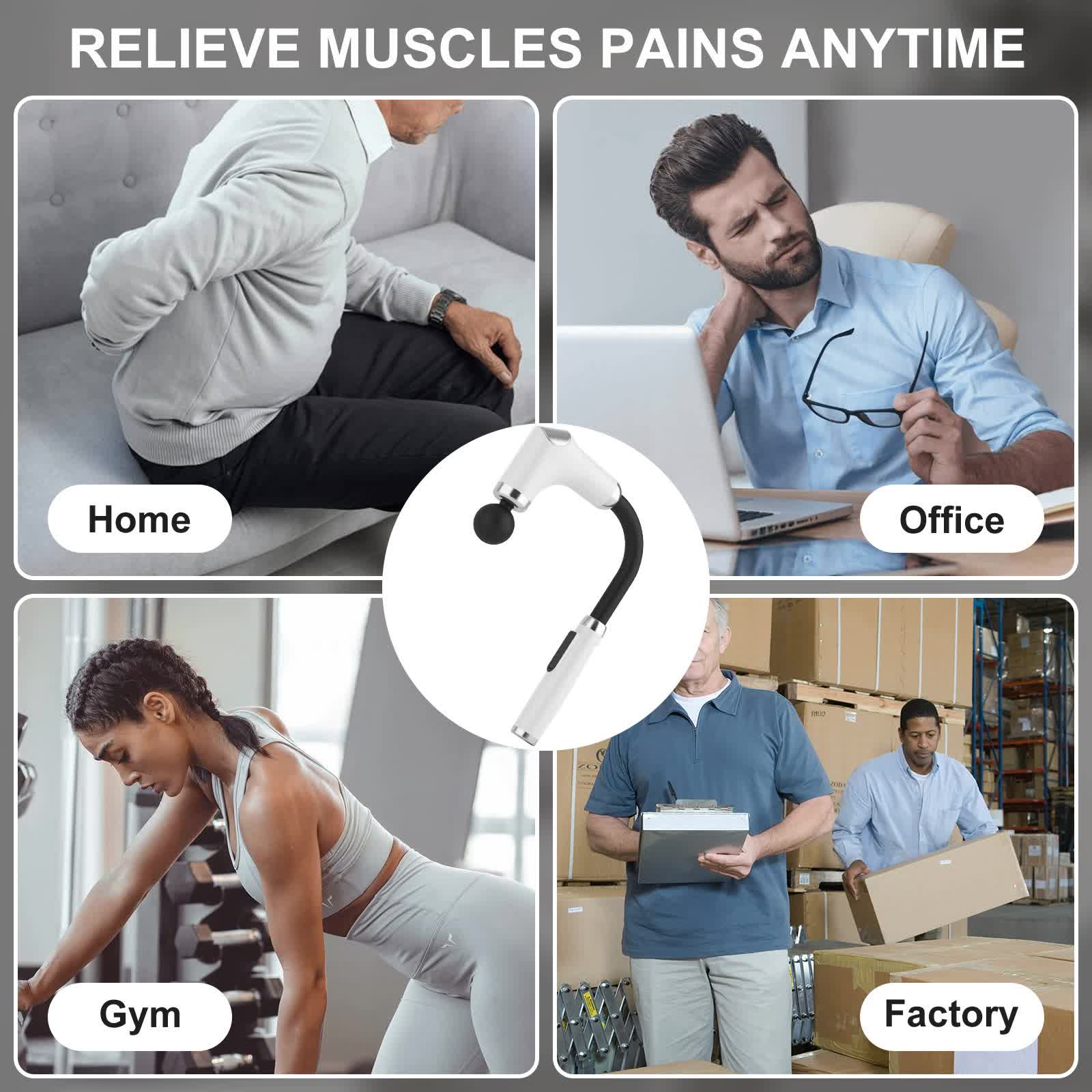 Long-Handle Percussion Massage Gun - Adjustable Speed Muscle Relaxation Device( Four Massage Heads) 5