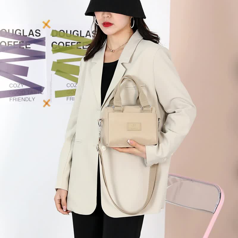0486# Gray Multifunctional Nylon Shoulder Bag - Lightweight and Spacious Handbag for Women, 27x18x14cm 3