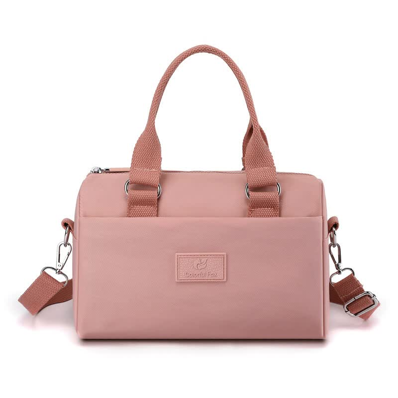 0486# Pink Multifunctional Nylon Shoulder Bag - Lightweight and Spacious Handbag for Women, 27x18x14cm 13