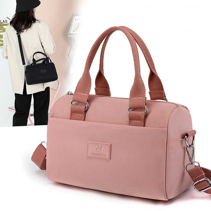 0486# Purple Multifunctional Nylon Shoulder Bag - Lightweight and Spacious Handbag for Women, 27x18x14cm 10