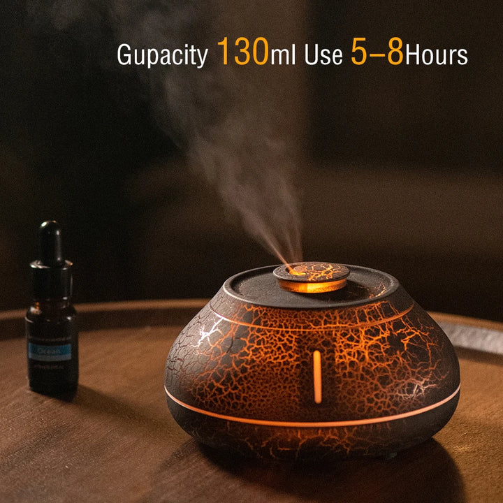 Flame Mountain Aroma Diffuser - 7-Color LED Light, 130ml Capacity, Ultrasonic Mist Maker for Home or Office,  Black 3