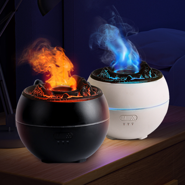 Volcanic Flame Aroma Diffuser (White Crack Style)- 360ml Ultrasonic Humidifier with 7-Color LED Light and Adjustable Mist for Home and Office 3