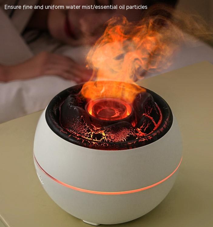 Volcanic Flame Aroma Diffuser (White Ordinary Style)- 360ml Ultrasonic Humidifier with 7-Color LED Light and Adjustable Mist for Home and Office 4