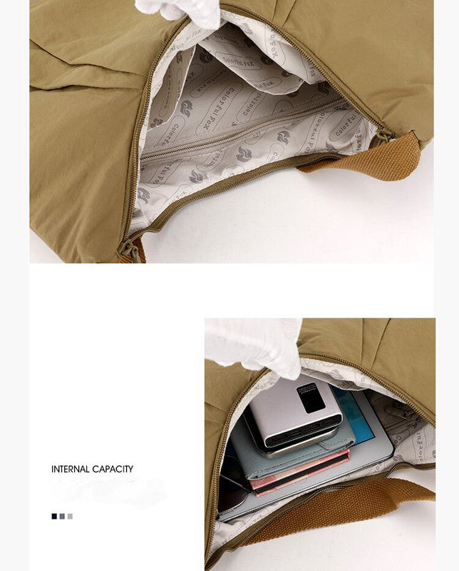 White Waterproof Nylon Lightweight Tote Shoulder Bag - Stylish and Spacious for Daily Commute and Outdoor Activities 5
