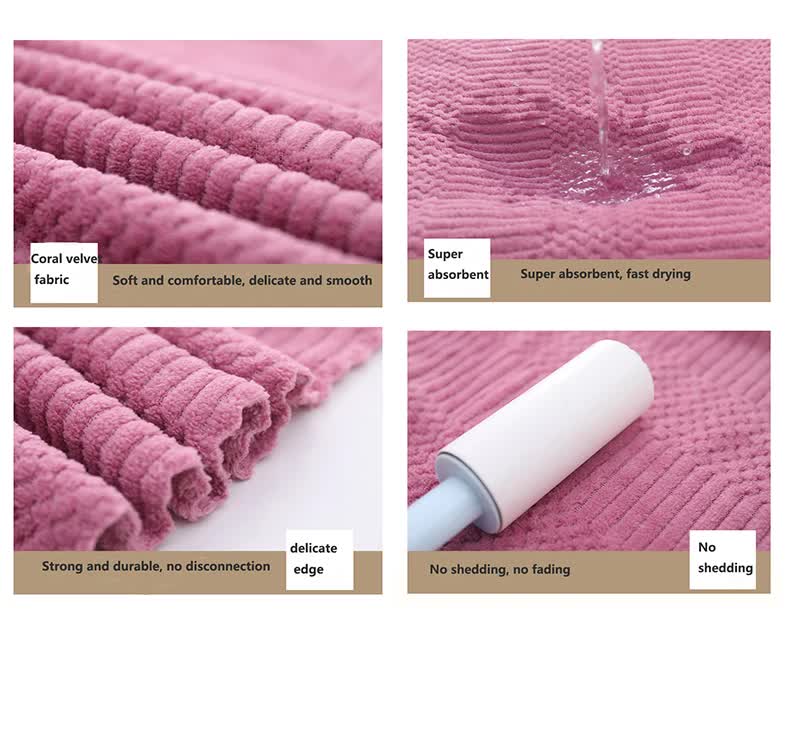 (2 PCS Dark Pink) Coral Fleece Towel and Bath Towel Set - Ultra Soft, Absorbent, and Lint-Free for Home and Spa 3