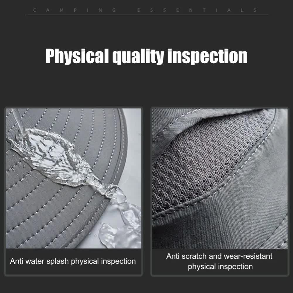 Dark Gray Outdoor UV Protection Sun Hat with Detachable Face and Neck Flap - Wide Brim, Breathable, and Lightweight 3
