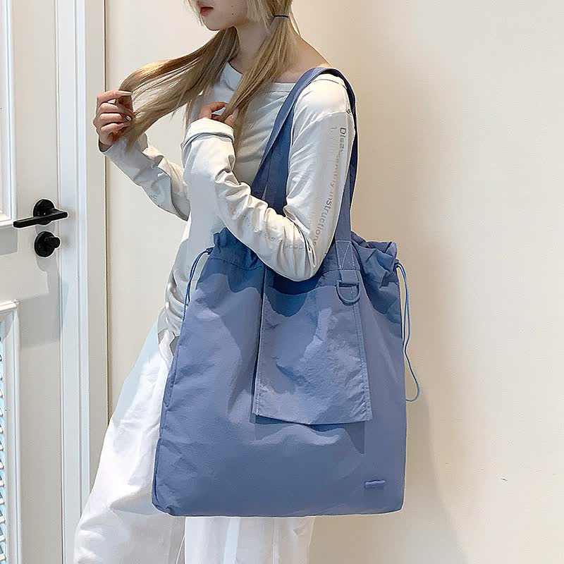 Blue Large Capacity Tote Bag - Lightweight Single Shoulder Bag for Commute, Casual Outings, and Shopping 3